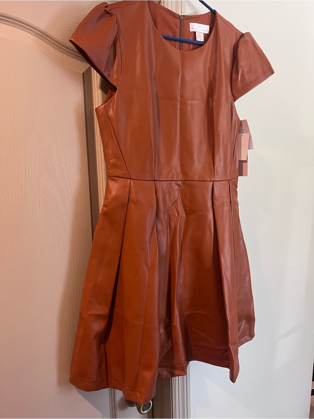 Rachel Parcell Rust Brown Faux-Leather Fit & Flare Mini Dress